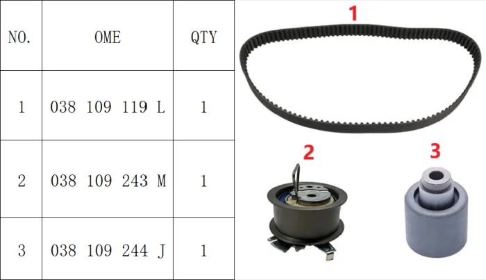 038198119A Engine Parts Timing Component Kit for AUDI A3, VW CADDY, FORD GALAXY I (WGR), SEAT ALTEA (5P1), SKODA SUPERB II Estate (3T5)