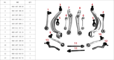 4G0498998S3 Suspension Parts Control Arm Kit for 