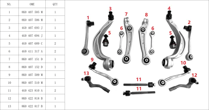 4G0498998S3 Suspension Parts Control Arm Kit for 