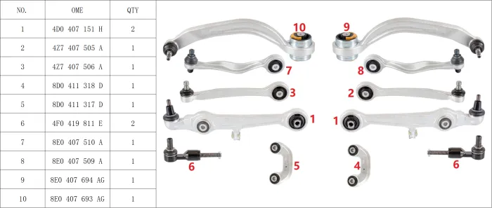 8D0498998S1 Suspension Parts Control Arm Kit for AUDI A6, VW PASSAT