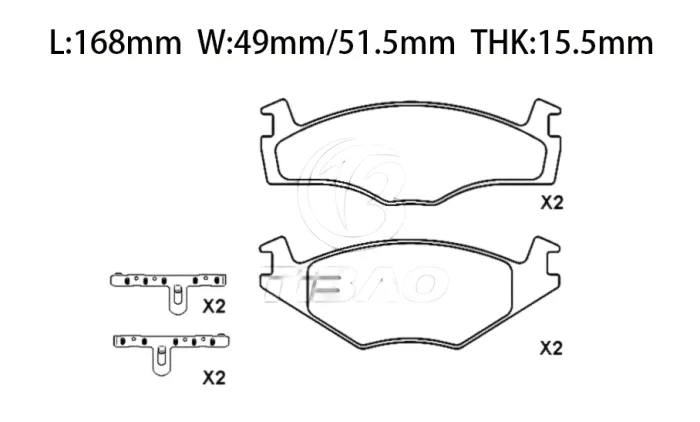 191698151B Brake Pads for VW GOLF, SEAT IBIZA II (6K1), IBIZA Mk II (6K1)