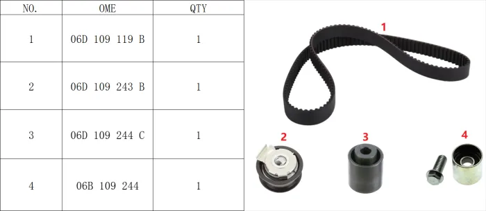 06F198119A Engine Parts Timing Component Kit for AUDI A1, VW SCIROCCO, SEAT LEON (1P1), SKODA OCTAVIA II Combi (1Z5)