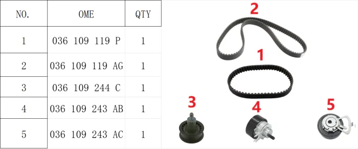 036198119C Engine Parts Timing Component Kit for AUDI A2, VW POLO, SEAT CORDOBA (6L2), CORDOBA Sedan (6L2), SKODA PRAKTIK (5J7), ROOMSTER (5J7)