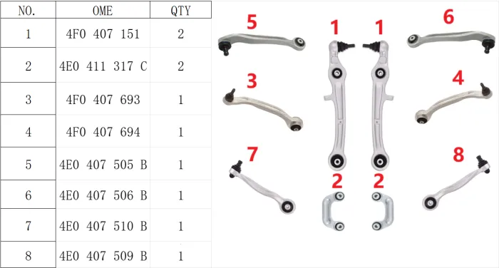 4F0498998S2 Suspension Parts Control Arm Kit for AUDI A6 / S6 C6 (4F2)