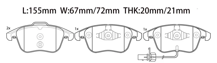8K0698151A Brake Pad Set for AUDI A5, HUMMER HUMMER H2, HUMMER H2 SUV, MAZDA CX-7 (ER), CX-7 SUV (ER), SUBARU IMPREZA Saloon (GE, GV), TOYOTA DYNA 150 Platform/Chassis (LY_)