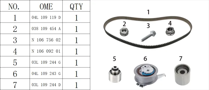 04L198119K Engine Parts Timing Component Kit for AUDI Q5, VW CADDY, MAN TGE Van, SEAT ALHAMBRA VAN (711), SKODA OCTAVIA III (5E3, NL3, NR3)