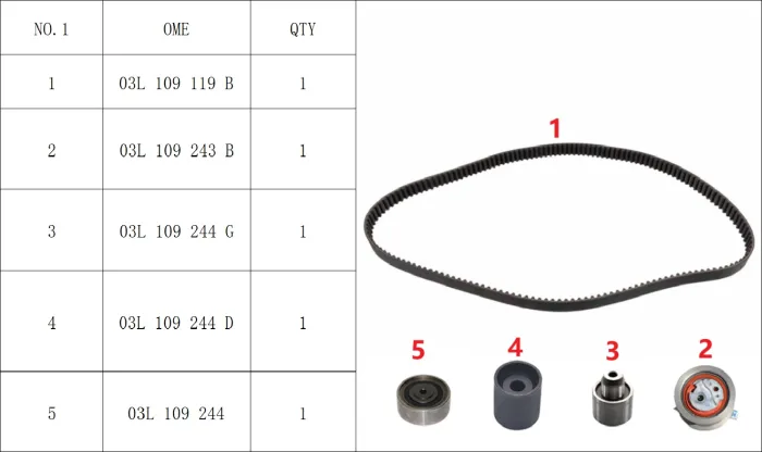 03L198119F Engine Parts Timing Component Kit for AUDI Q3, VW BEETLE, SEAT IBIZA IV (6J5, 6P1), IBIZA Mk IV (6J5, 6P1), SKODA PRAKTIK (5J7), ROOMSTER (5J7)
