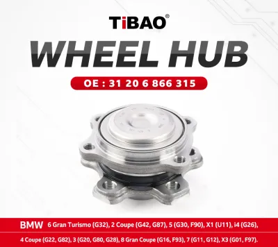 31206866315 Transmission Parts Wheel Hub for BMW 6 Gran Turismo (G32), 2 Coupe (G42, G87), 5 (G30, F90), X1 (U11), i4 (G26), 4 Coupe (G22, G82), 3 (G20, G80, G28), 8 Gran Coupe (G16, F93), 7 (G11, G12), X3 (G01, F97), Z4 Roadster (G29)