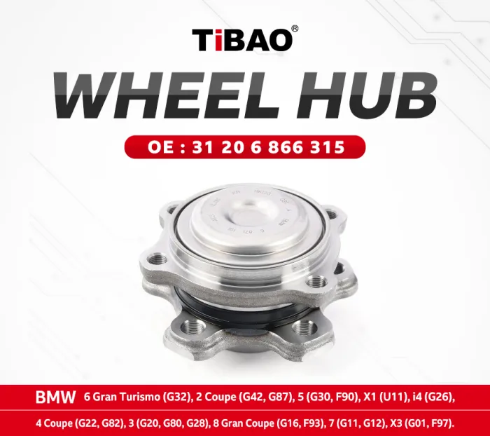 31206866315 Transmission Parts Wheel Hub for BMW 6 Gran Turismo (G32), 2 Coupe (G42, G87), 5 (G30, F90), X1 (U11), i4 (G26), 4 Coupe (G22, G82), 3 (G20, G80, G28), 8 Gran Coupe (G16, F93), 7 (G11, G12), X3 (G01, F97), Z4 Roadster (G29)