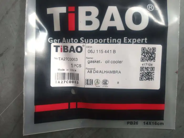 06J115441B Engine Parts Gasket，oil Cooler for AUDI Q5, VW CARAVELLE, SEAT EXEO (3R2), SKODA SUPERB II Estate (3T5)