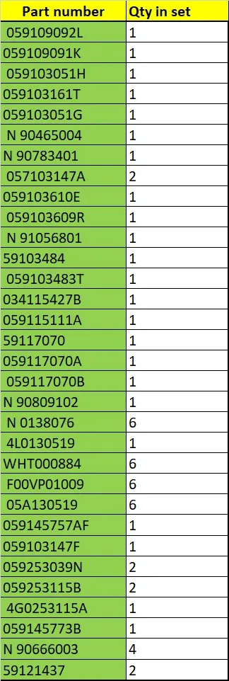 059198021C Engine Parts Head Gasket Set for 