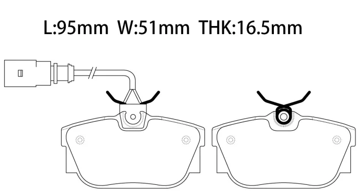 7D0698451J Brake Pads for VW EUROVAN T4 Van (70A, 70H, 7DA, 7DH), CARAVELLE T4 Bus (70B, 70C, 7DB, 7DK, 70J, 70K, 7DC, 7DJ), TRANSPORTER Mk IV Platform/Chassis (70E
