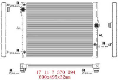 17117570094 Engine Parts Radiator for BMW 7 (F01, F02, F03, F04)