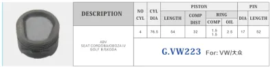 أجزاء محرك GVW223 مكبس لـ 