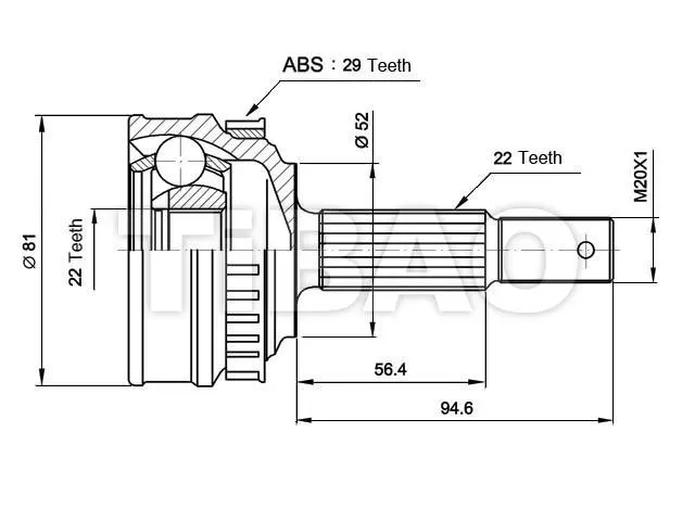 374175 Transmission Parts C.V Joint for OPEL ASTRA F Hatchback (T92), VAUXHALL ASTRA Mk III (F) Hatchback (T92)