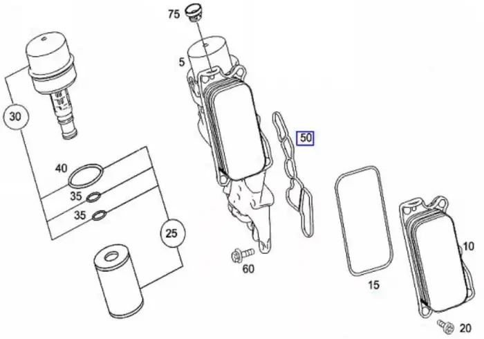 2721840380 Engine Parts Gasket，oil Cooler for MERCEDES-BENZ E-CLASS (W211), C-CLASS (W203), GLK-CLASS (X204), SLK (R171), SL (R230), S-CLASS (W221), M-CLASS (W164), VITO / MIXTO Van (W639), VALENTE Bus (W639), GL-CLASS (X164), SPRINTER 4,6-t Van (B90