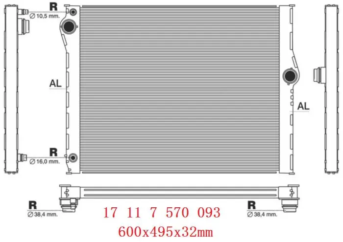 17117570093 Engine Parts Radiator for BMW 7 (F01, F02, F03, F04)