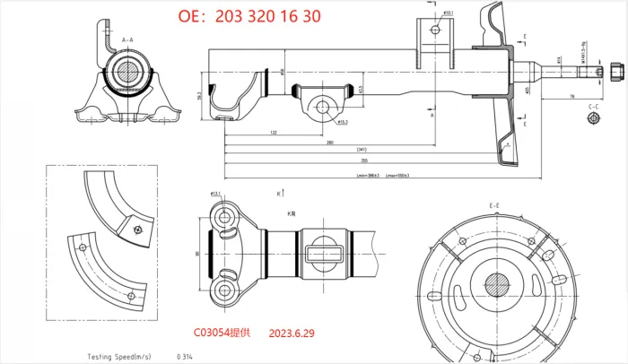 2033201630 Suspension Parts Front Shock Absorber for MERCEDES-BENZ CLK (C209), C-CLASS (W203)