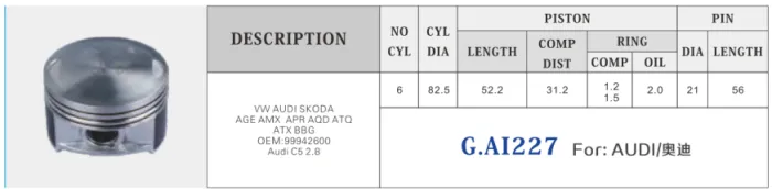 99942600 Engine Parts Piston for 