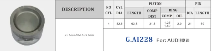 GAI228 Engine Parts Piston for 