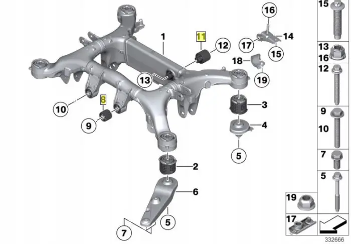 33316792872KIT Suspension Parts Front Rubber Mount for 