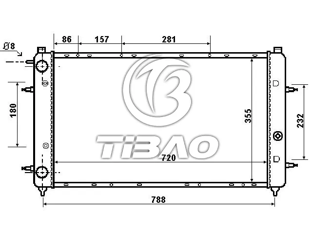 701121253K Engine Parts Radiator for VW EUROVAN T4 Van (70A, 70H, 7DA, 7DH), TRANSPORTER Mk IV Platform/Chassis (70E, CARAVELLE T4 Bus (70B, 70C, 7DB, 7DK, 70J, 70K, 7DC, 7DJ)