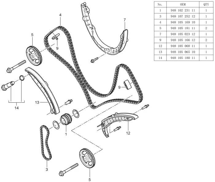 94810502312SET Engine Parts Timing Kit for 