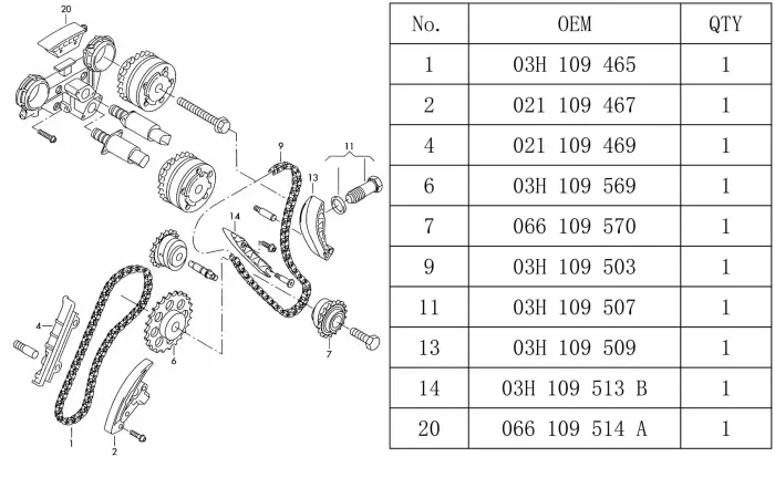 021109467SET Engine Parts Timing Kit for 