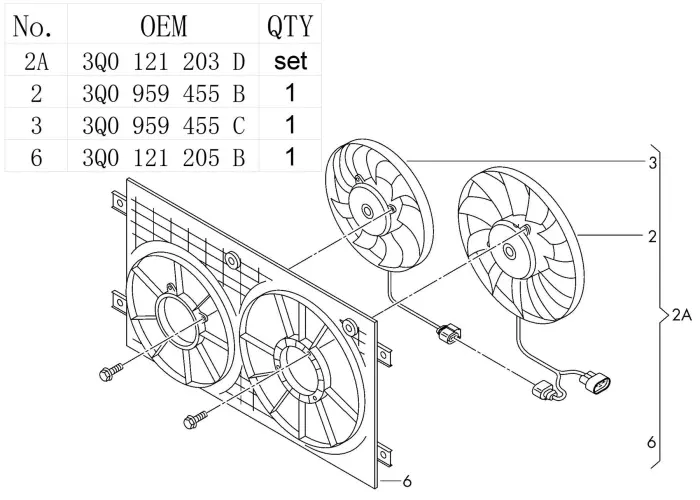 3Q0121203D Engine Parts Radiator Fan for 