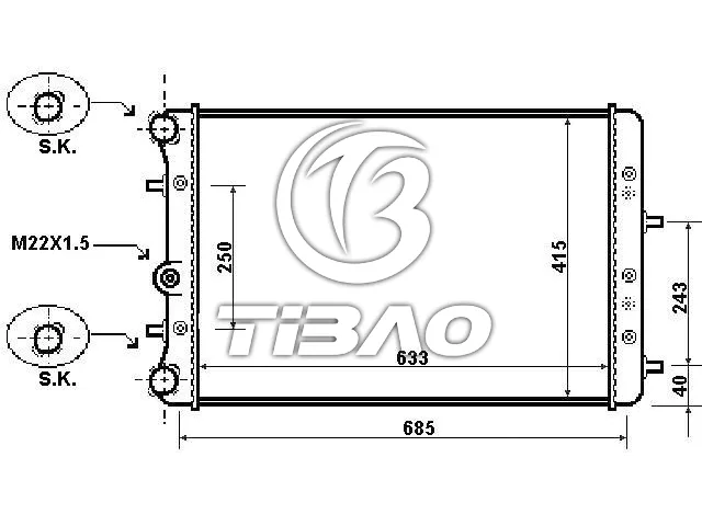 6Q0121253L Engine Parts Radiator for VW FOX, SEAT CORDOBA (6L2), CORDOBA Sedan (6L2), SKODA FABIA II Combi (545), FABIA II Combi (5J, 545)