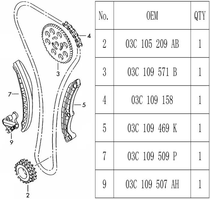 TIMINGSET03C_9P Engine Parts Timing Kit for 