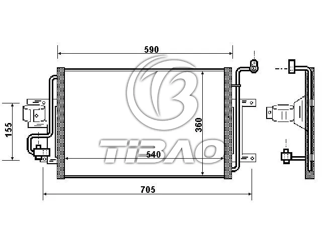 1J0820413B Air Conditioning Condenser for AUDI TT, VW BEETLE, SEAT LEON (1M1), SKODA OCTAVIA I (1U2)