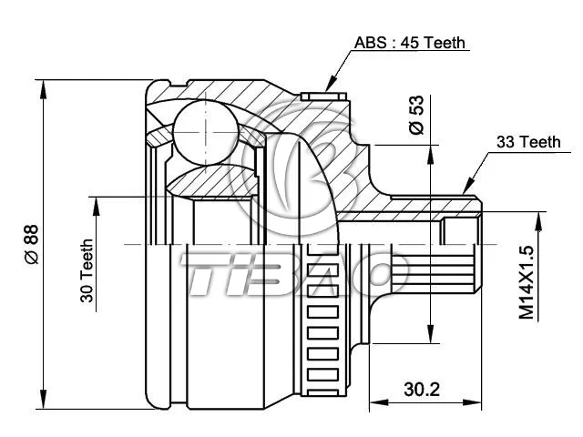 8D0498099B Transmission Parts C.V Joint for AUDI A4, VW PASSAT, SKODA SUPERB I (3U4), SUPERB I Sedan (3U4)