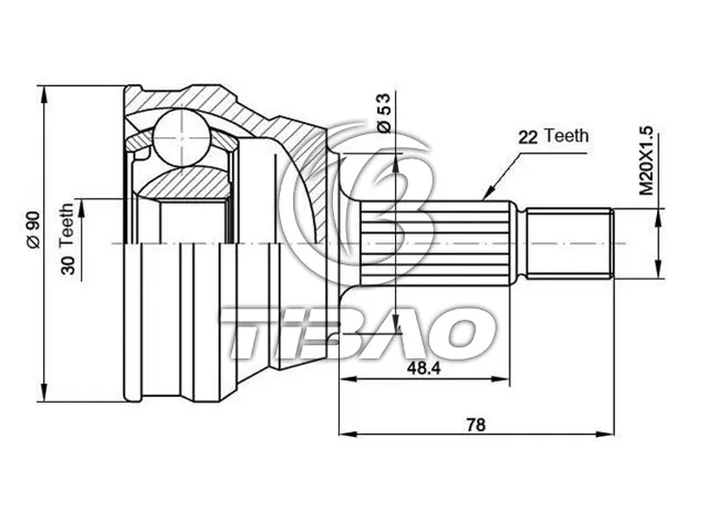 357498099 Transmission Parts C.V Joint for VW PASSAT B3/B4 (3A2, 35I)