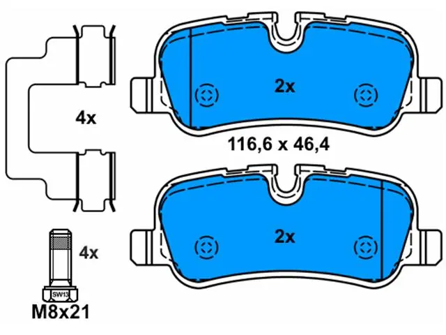 LR019627 Brake Pads for LAND ROVER DISCOVERY IV (L319), DISCOVERY IV VAN (L319), RANGE ROVER SPORT I (L320), DISCOVERY III VAN (L319), DISCOVERY III (L319)