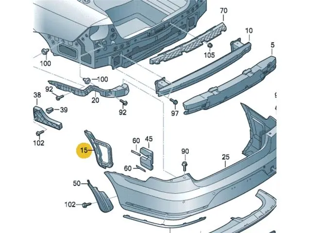 3AE807377 Back Bumper Clamp for VW PASSAT B7 (362)