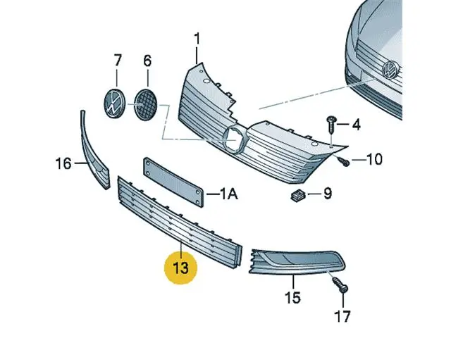 3AD853677 Bumper Grill for 