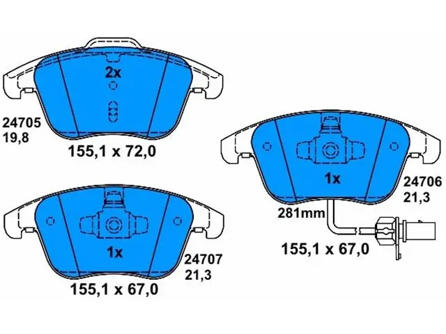 8K0698151A Brake Pads for AUDI A5, HUMMER HUMMER H2, HUMMER H2 SUV, MAZDA CX-7 (ER), CX-7 SUV (ER), SUBARU IMPREZA Saloon (GE, GV), TOYOTA DYNA 150 Platform/Chassis (LY_)