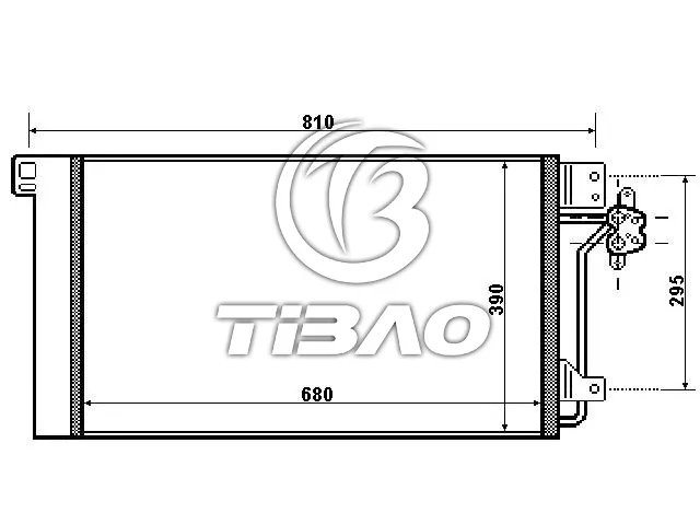 7H0820411E Air Conditioning Condenser for VW EUROVAN T5 Platform/Chassis (7JD, MULTIVAN Mk V (7HM, 7HN, 7HF, 7EF, 7EM, 7EN), CARAVELLE T5 Bus (7HB, 7HJ, 7EB, 7EJ), CALIFORNIA T5 Camper (7EC, 7EF, 7EG, 7HF)