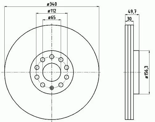 1K0615301AD FRONT BRAKE DISC for AUDI A3, VW TIGUAN, CUPRA LEON (KL1), SEAT LEON SC (5F5), SKODA OCTAVIA III (5E3, NL3, NR3)