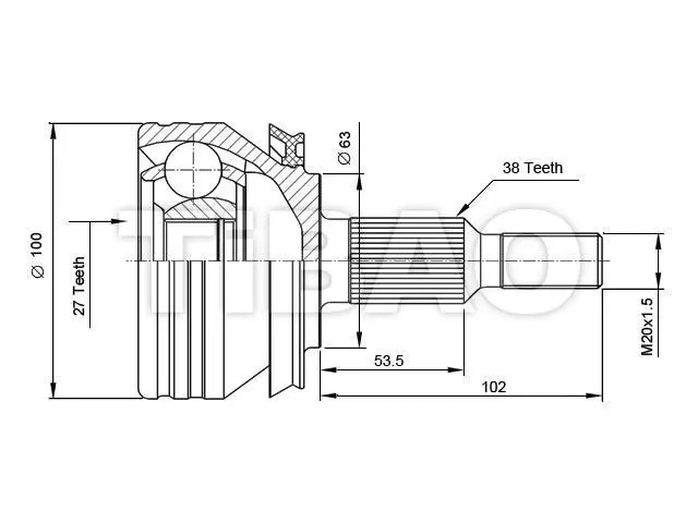 7H0498099 Transmission Parts C.V Joint for VW CALIFORNIA T5 Camper (7EC, 7EF, 7EG, 7HF), MULTIVAN Mk V (7HM, 7HN, 7HF, 7EF, 7EM, 7EN), EUROVAN T5 Van (7HA, 7HH, 7EA, 7EH), CARAVELLE T5 Bus (7HB, 7HJ, 7EB, 7EJ)