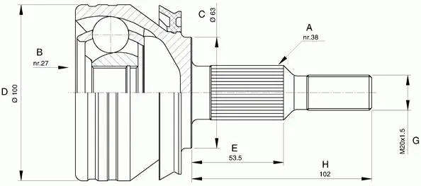 7H0498099 Transmission Parts C.V Joint for VW CALIFORNIA T5 Camper (7EC, 7EF, 7EG, 7HF), MULTIVAN Mk V (7HM, 7HN, 7HF, 7EF, 7EM, 7EN), EUROVAN T5 Van (7HA, 7HH, 7EA, 7EH), CARAVELLE T5 Bus (7HB, 7HJ, 7EB, 7EJ)