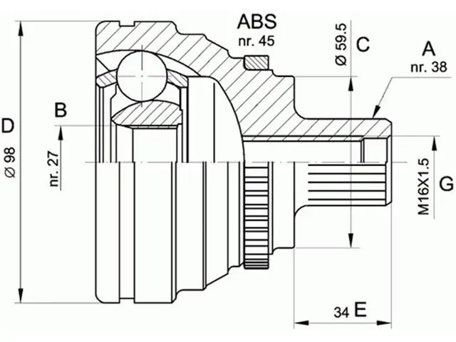 4A0498099 Transmission Parts C.V Joint for AUDI A6 / S6 C4 (4A2), 100 C4 Avant (4A5)