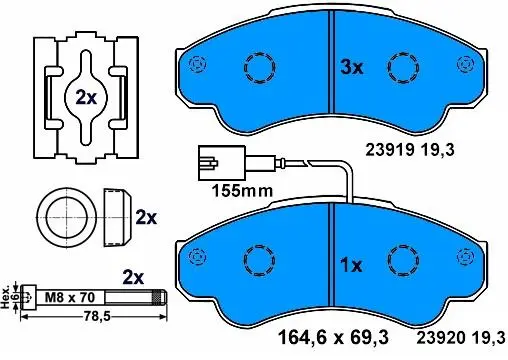 425459 Brake Pads for CITROËN JUMPER Platform/Chassis (244), RELAY Platform/Chas, FIAT DUCATO Bus (244_), PEUGEOT BOXER Bus (244, Z_)