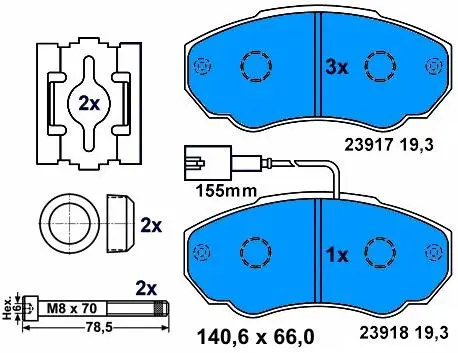 425458 Brake Pads for CITROËN JUMPER Platform/Chassis (244), RELAY Platform/Chas, FIAT DUCATO Bus (244_), PEUGEOT BOXER Bus (244, Z_)