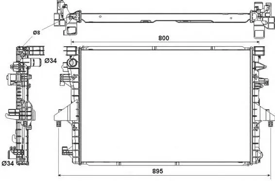 7E0121253A Engine Parts Radiator for VW EUROVAN T5 Van (7HA, 7HH, 7EA, 7EH), MULTIVAN Mk V (7HM, 7HN, 7HF, 7EF, 7EM, 7EN), CALIFORNIA T5 Camper (7EC, 7EF, 7EG, 7HF), CARAVELLE T5 Bus (7HB, 7HJ, 7EB, 7EJ)