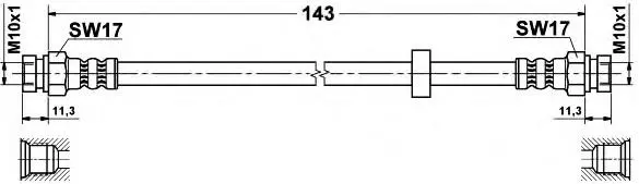 1J0611775 Brake Hose for AUDI A1, VW AMAROK, SEAT IBIZA IV (6J5, 6P1), IBIZA Mk IV (6J5, 6P1), SKODA FABIA III Estate (NJ5)