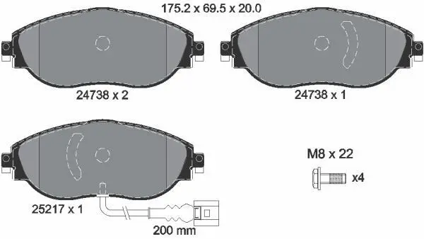 8V0698151C Brake Pads for AUDI A3, VW SHARAN, SEAT LEON (5F1), SKODA OCTAVIA III Combi (5E5, 5E6)