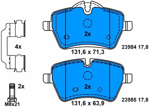 34116770251 Brake Pads for MINI COUNTRYMAN (R60), MINI PACEMAN (R61), MINI CLUBVAN (R55), MINI (R56), MINI Roadster (R59), CLUBMAN (R55), MINI Convertible (R57), MINI Coupe (R58), MINI (R50, R53), MINI Convertible (R52)