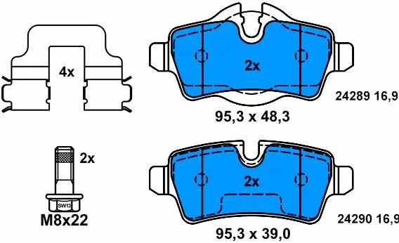 34216794059 Brake Pads for MINI MINI Coupe (R58), MINI CLUBVAN (R55), MINI (R56), MINI Roadster (R59), CLUBMAN (R55), MINI Convertible (R57)